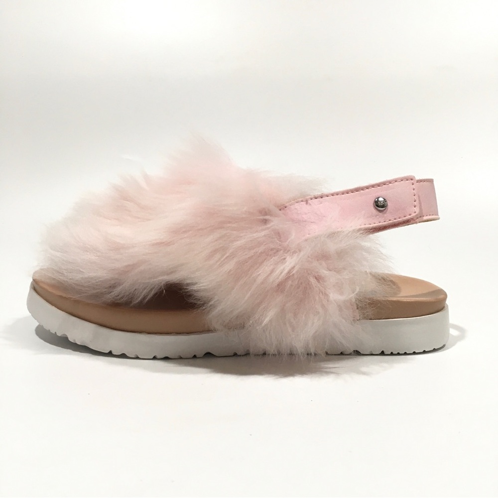UGG HOLLY FURRY SANDALS -SEASHELL PINK SHEEPSKIN -BIG KIDS US 4 -NEW